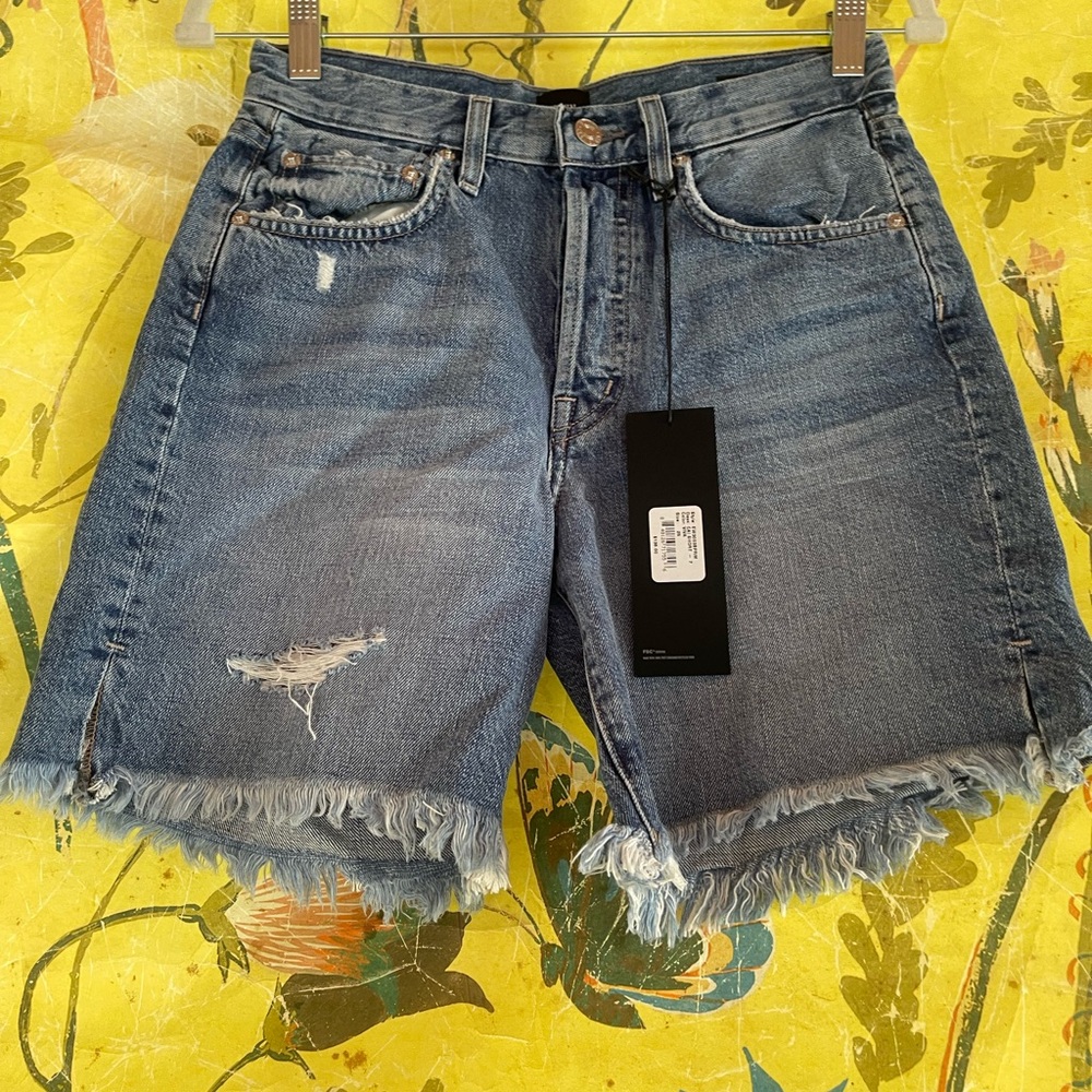 Edwin Womens Cai Longer Length Distressed Jean Shorts in Viva Size 25 - Picture 4 of 9